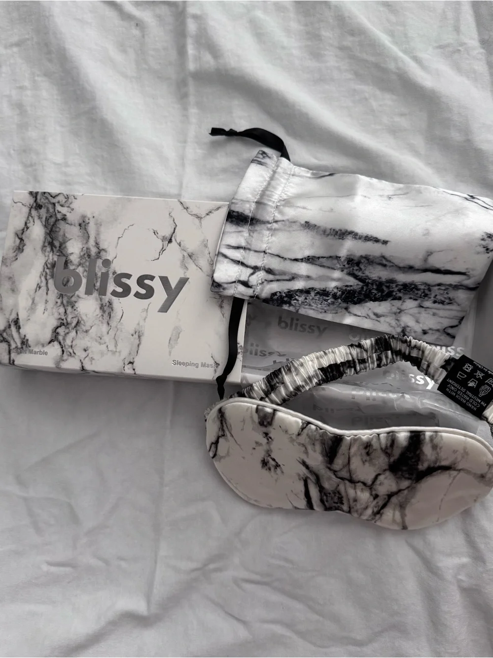 Blissy Pure Mulberry Silk Sleeping Mask - Marble Pattern